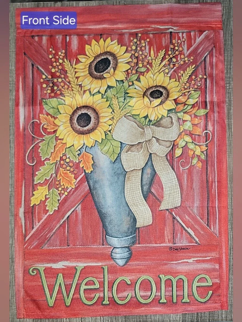 Decorative Autumn Garden Flag Multi-colored! Barn Daisies & Leaves. 